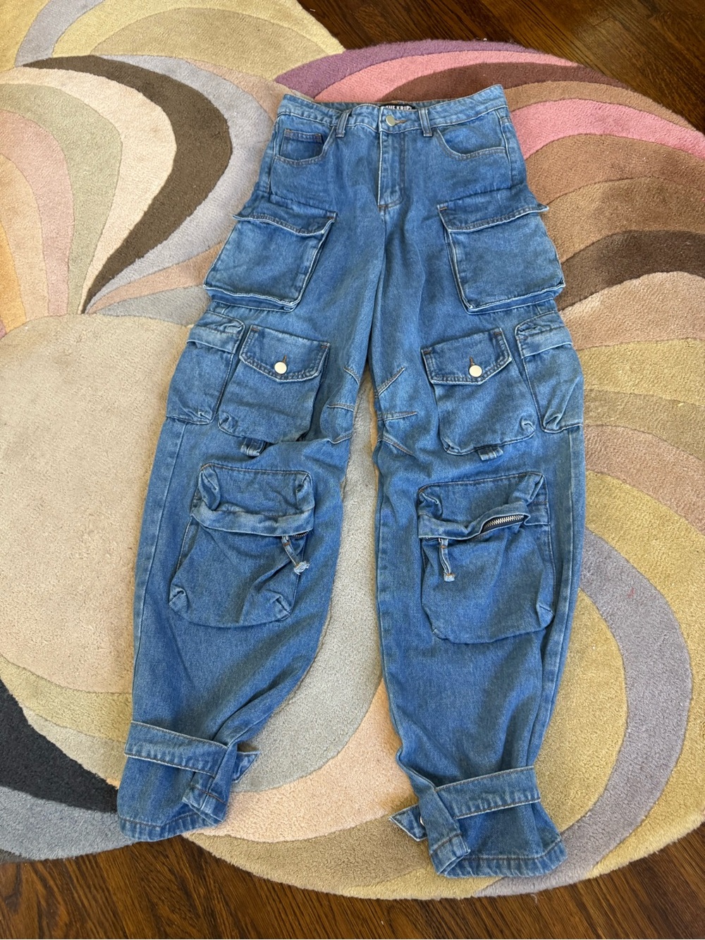 Utility Cargo Denim Pants in Medium Blue NWOT